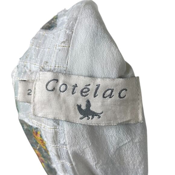 Cotélac France Floral Sheath Dress Botanical Sleeveless Prairie Coquette Sz 2 - Picture 15 of 16